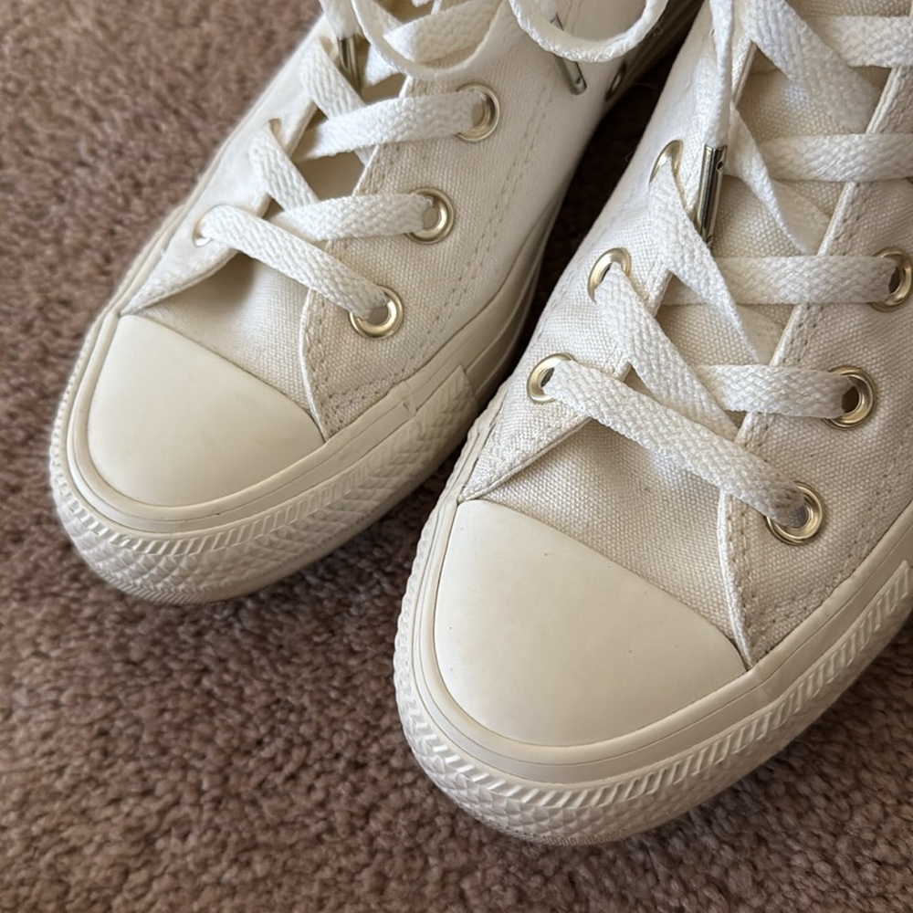 Converse Chuck Taylor All Star Off-White High Top Sneakers Size 7 - Picture 11 of 14